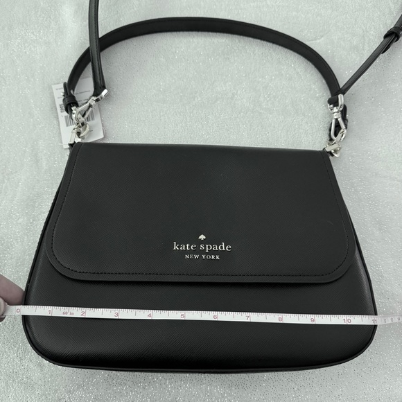 KATE SPADE Black Staci Saffiano Leather Flap Crossbody Bag - Picture 12 of 15